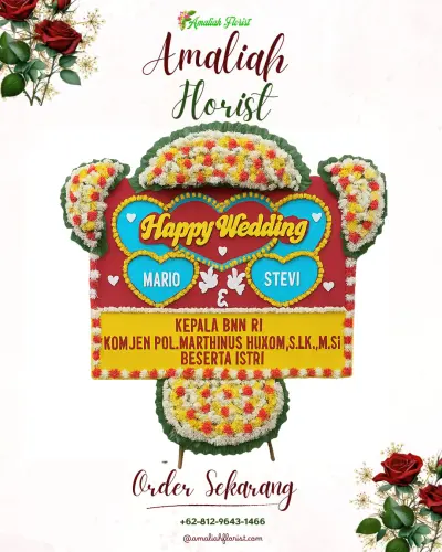 Karangan Papan Bunga Pernikahan di Semen